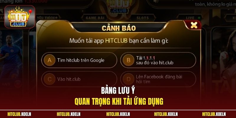 Bảng lưu ý quan trọng khi tải ứng dụng