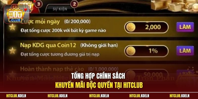Tổng hợp chính sách khuyến mãi độc quyền tại HitClub